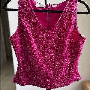 Scala Fuchsia Beaded Blouse